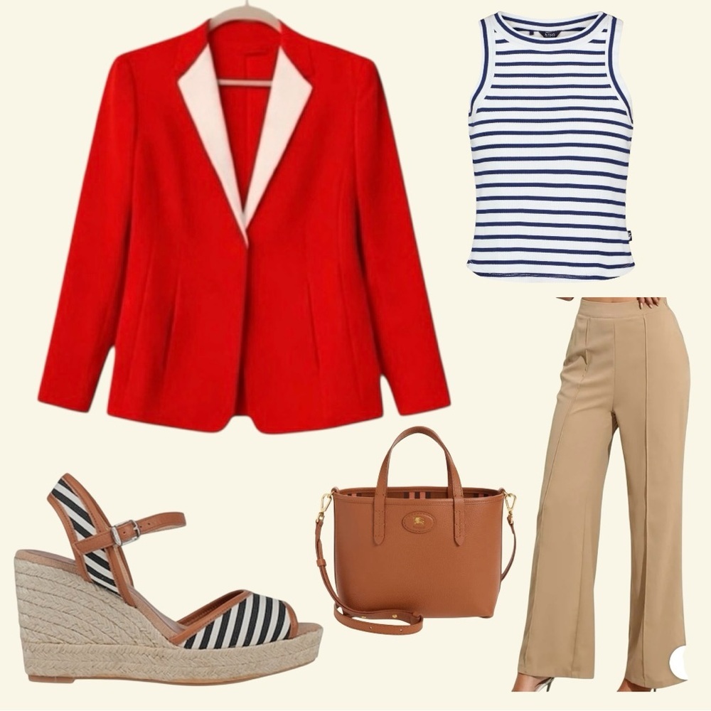❤️ Jones New York Collection Blood Orange Blazer with White Lapel – Size 10